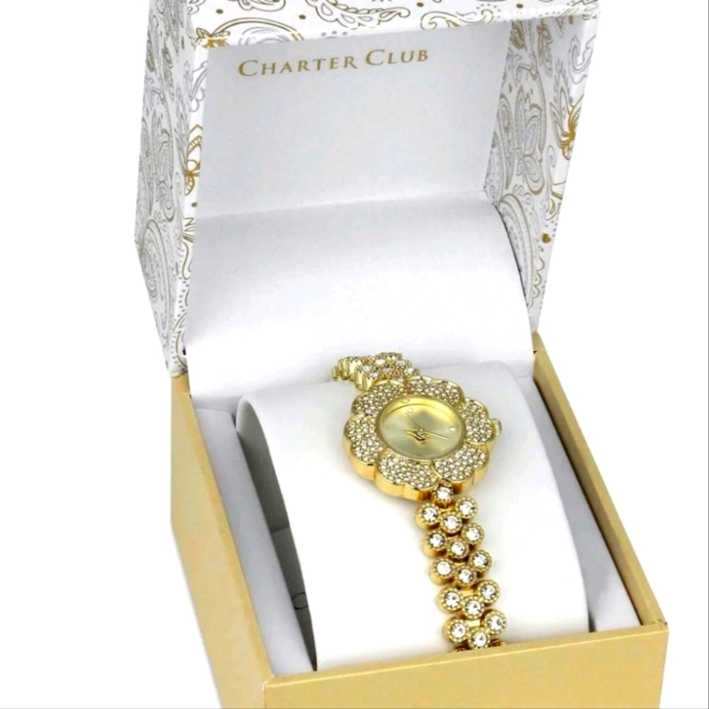 Gold tone flower watch